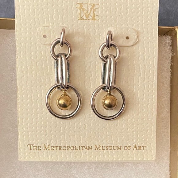 Metropolitan Museum of Art Jewelry - MMA “Elizabeth Marant-esque” Art Deco Celestial silver and gold-plated earrings